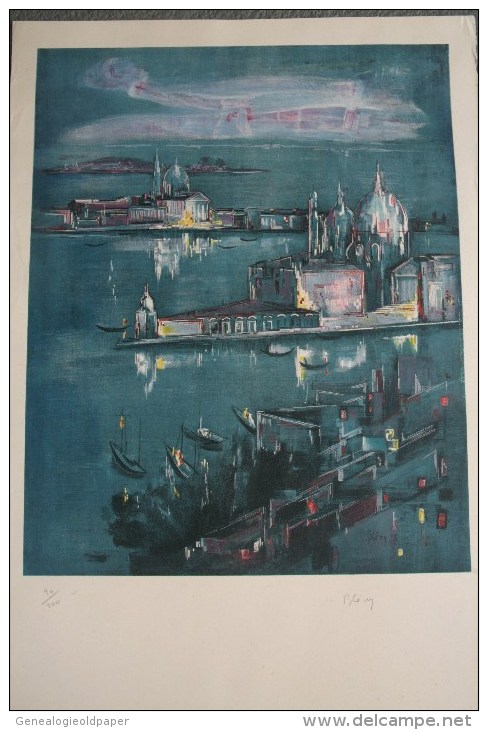 87 -ST  SAINT JUNIEN- BELLE LITHOGRAPHIE VENISE DE JACQUES BLENY - SIGNE ET NUMEROTE 90/200 - Lithographies