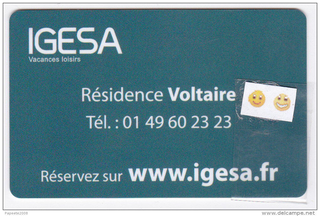 IGESA Résidence Voltaire Paris / France - Clé De Chambre - Hotelkarten