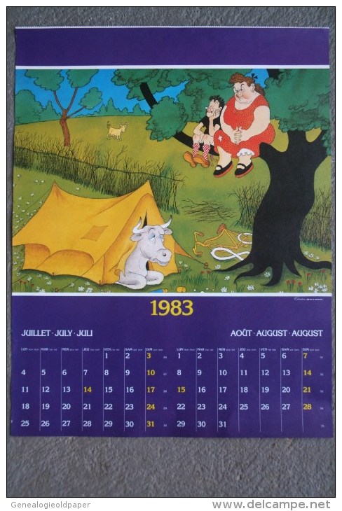 AFFICHE BONNE ANNEE - ILLUSTRATEUR DUBOUT  JUILLET - AOUT 1983 - CAMPING VACHE - Affiches