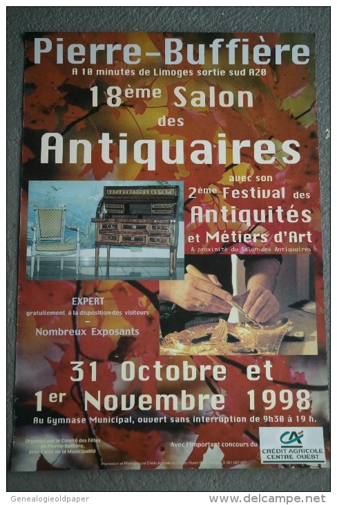 87 - PIERRE BUFFIERE - BELLE AFFICHE 18E SALON DES ANTIQUAIRES ET METIERS D' ART-1998 - Plakate