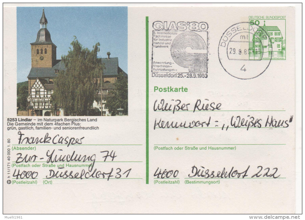 Nr.  2711 , Ganzsache  Deutsche Bundespost , Lindlar - Illustrated Postcards - Used