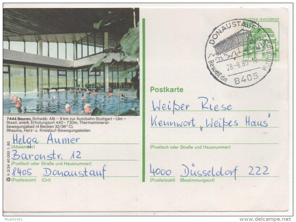 Nr. 2601 , Ganzsache  Deutsche Bundespost , Beuren - Illustrated Postcards - Used