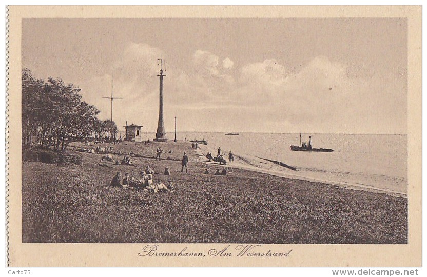 Allemagne - Bremerhaven - Am Weserstrand - Phare Sémaphore Signaux - Editeur Hermann Ch. Büsing Bremen - Bremerhaven