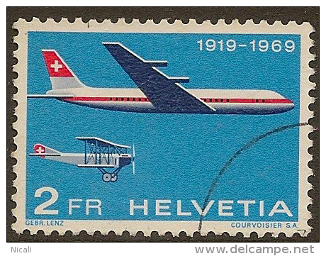 SWITZERLAND 1969 2f SAS Anniv SG 771 U #KG373 - Oblitérés