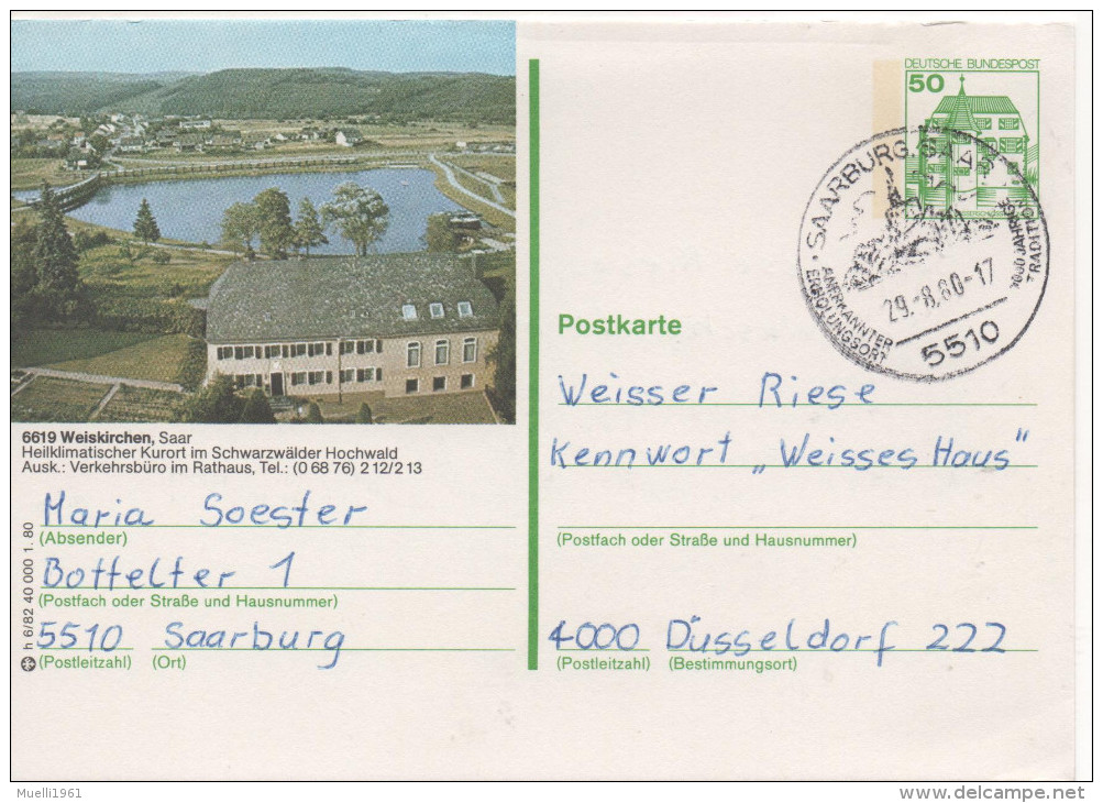 Nr. 2957 , Ganzsache  Deutsche Bundespost , Weiskirchen - Illustrated Postcards - Used