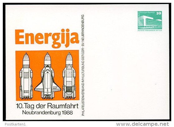 DAY OF SPACE TRAVEL 1988  East German STO Postal Card PP18 C2/017  Cat. 3,00 € - Sonstige & Ohne Zuordnung