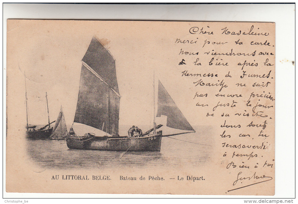 De Panne, La Panne, Au Littoral Belge, Bateau De Pêche, Le Départ (pk15084) - De Panne