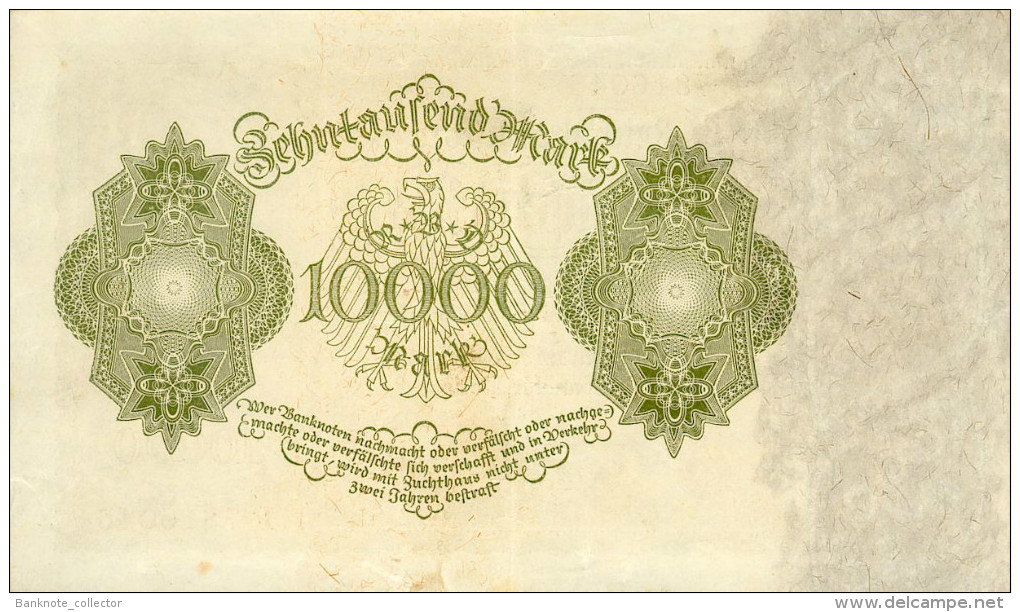 Deutschland, Germany - 10000 Mark, Reichsbanknote, Ro. 68 B ,  ( Serie F  ) XF, 1922 ! - 10.000 Mark