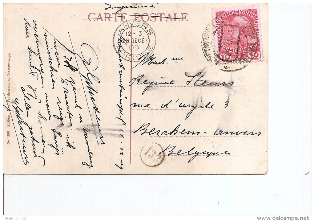 Levant Autrichien ( Carte Postale De 1909 Vers La Belgique à Voir) - Oostenrijkse Levant