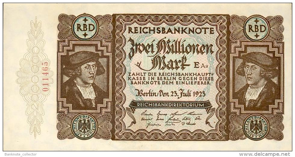 Deutschland, Germany - 2 Mio. Mark, Reichsbanknote, Ro. 89 A ,  ( Serie E/Aa ) UNC- ( I- ), 1923 ! - 2 Millionen Mark