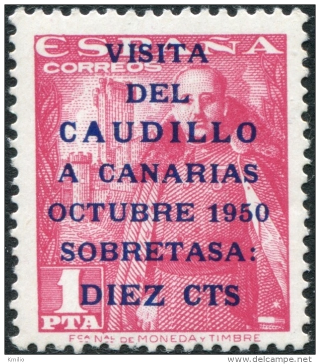 Ed 1089** Visita Del Caudillo A Canarias 2ª Tirada 10 Cts Sobre 1 Pts Nuevo Sin Charnela - Nuevos