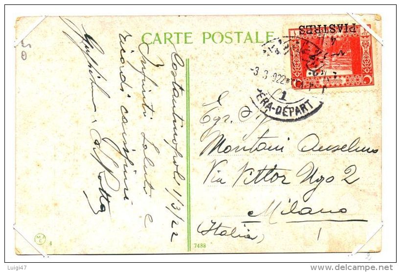 1922 - Cartolina Affrancata Con N° 628 Da Costantinopoli A Milano - Storia Postale