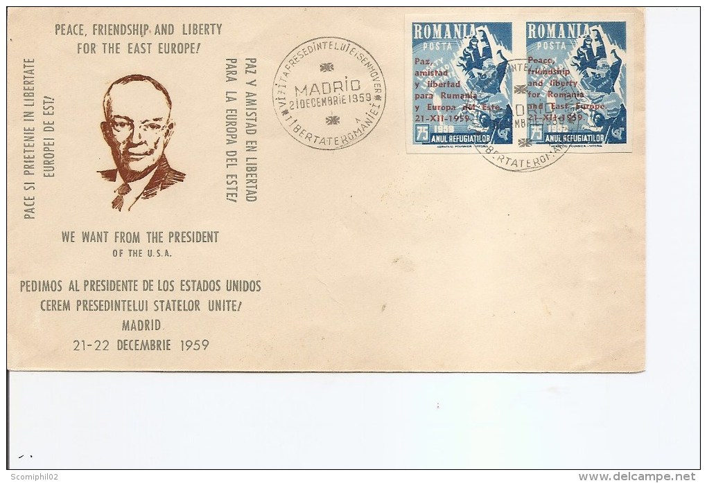 Roumanie -Locales Des Exilés -Eisenhower ( FD C De 1959 à Voir) - Local Post Stamps