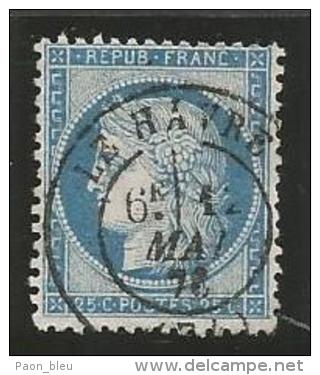 France - Cérès - N°60A Bleu - Obl. Cachet à Date LE HAVRE 12/5/76 - 1871-1875 Cérès