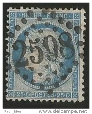 France - Cérès - N°60A Bleu - Obl. GC 2598 NANCY - 1871-1875 Cérès