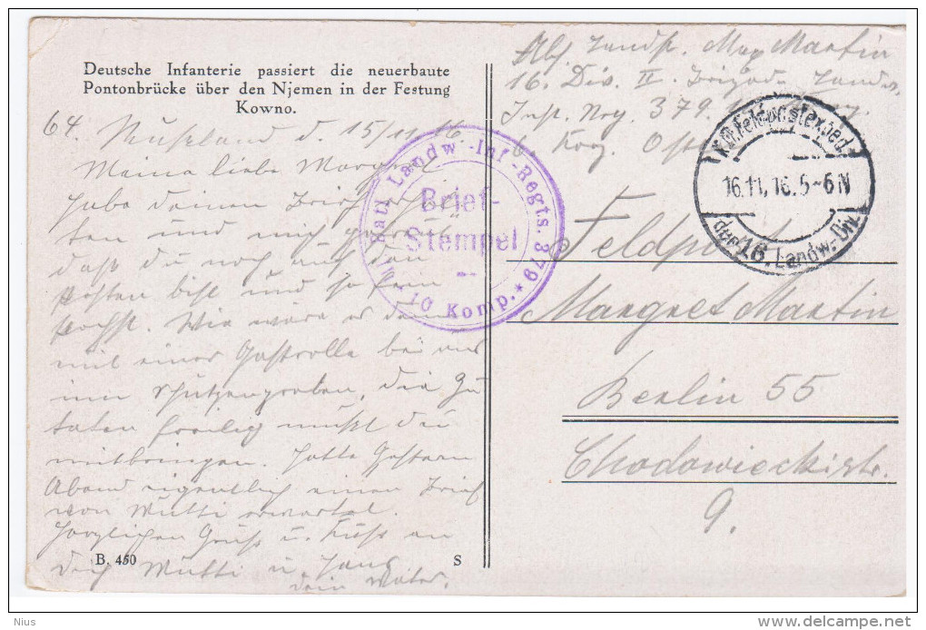 Lithuania Lietuva Germany 1916, Kowno Kovno Kaunas, Brucke Bridge - Lithuania