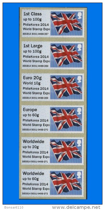 GB 2014-0052, Philakorea Union Flag Collectors Strip, Set (6V) MNH - Neufs