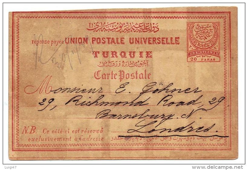 1889 - 2 Cartoline Postali Risposta Pagata - Storia Postale