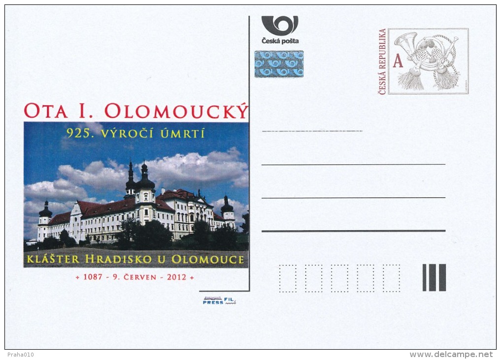 Czech Rep. / Postal Stat. (Pre2012/32) Otto I Of Olomouc (1045-1087) Duke Of Olomouc, 925 Death Ann.; Hradisko Monastery - Klöster