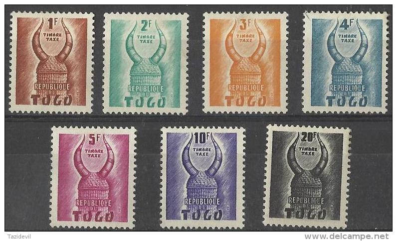 TOGO - 1959 Postage Dues. Scott J49-55. Mint Lightly Hinged ** - Togo (1960-...)