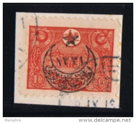 1916  10 Piastres  MiNr 377  Used - Oblitérés