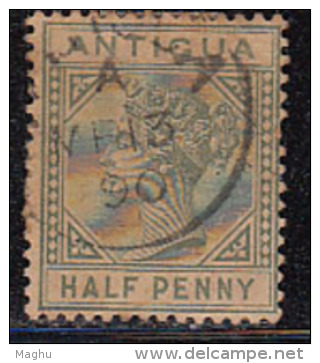 Antigua Used 1882, &frac12;d QV Crown CA,  Half Penny, - 1858-1960 Colonie Britannique
