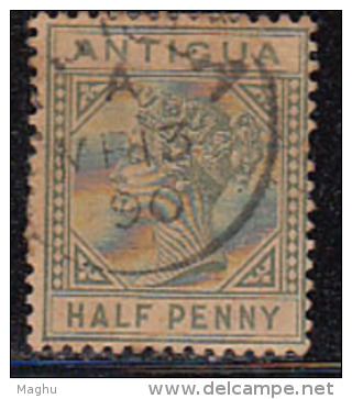 Antigua Used 1882, &frac12;d QV Crown CA,  Half Penny, - 1858-1960 Colonia Britannica