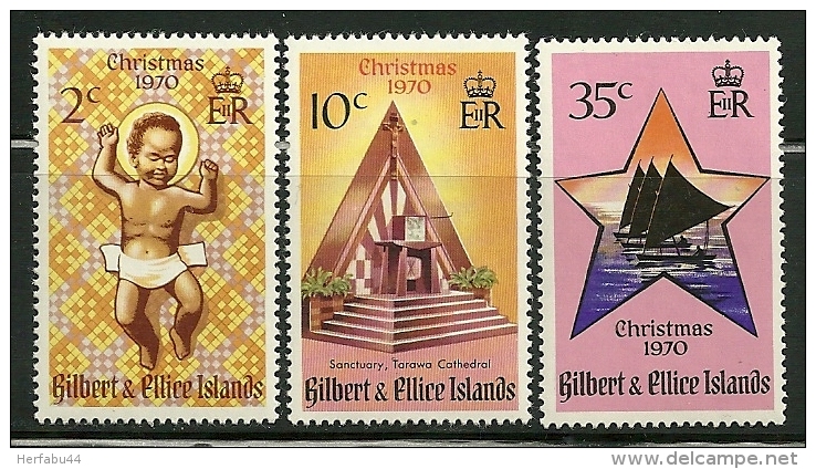 Gilbert &amp; Ellice Islands     "Christmas 1970"    Set   SC#  170-72   MNH** - Îles Gilbert Et Ellice (...-1979)
