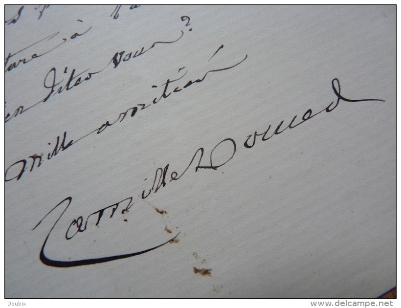 Camille DOUCET (1812-1895) - Poète ACADEMIE FRANCAISE - Autographe. - Autres & Non Classés