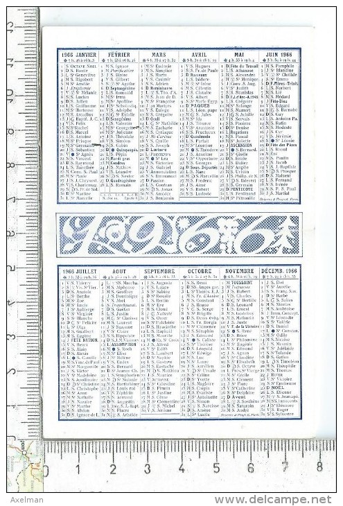 MINI CALENDRIER: Année 1966, 2 Volets, M. Delattre Patissier à Carvin - Petit Format : 1961-70