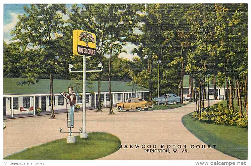 228313-West Virginia, Princeton, Oak Wood Motor Court, Highway 219 & 460, Linen Postcard, Curteich No 1C-H1557 - Autres & Non Classés