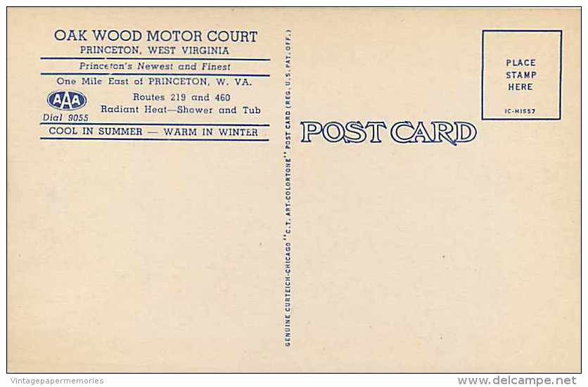 228313-West Virginia, Princeton, Oak Wood Motor Court, Highway 219 & 460, Linen Postcard, Curteich No 1C-H1557 - Sonstige & Ohne Zuordnung