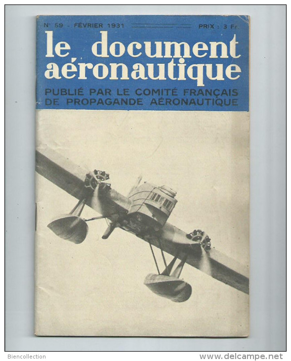 Le Document Aéronautique Publié Par Le Comité De Propagande Aéronautique No 59 Fevrier 1931 - Aviation