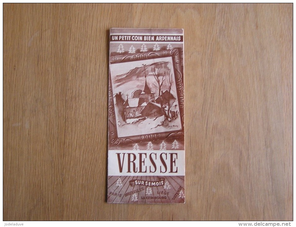 VRESSE SUR SEMOIS Ancien Plan Touristique Brochure Tourisme Régionalisme Ardenne Publicité Brasserie Poncelet Gedinne - Dépliants Touristiques