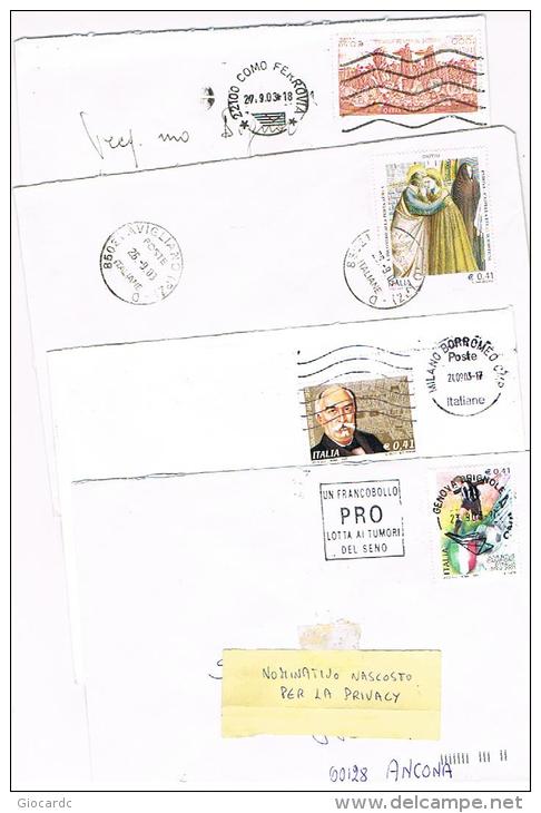 ITALIA (ITALY) - STORIA POSTALE - 2003 LOTTO DI 4 LETTERE X INTERNO)   - RIF. 1683 - 2001-10: Marcophilia