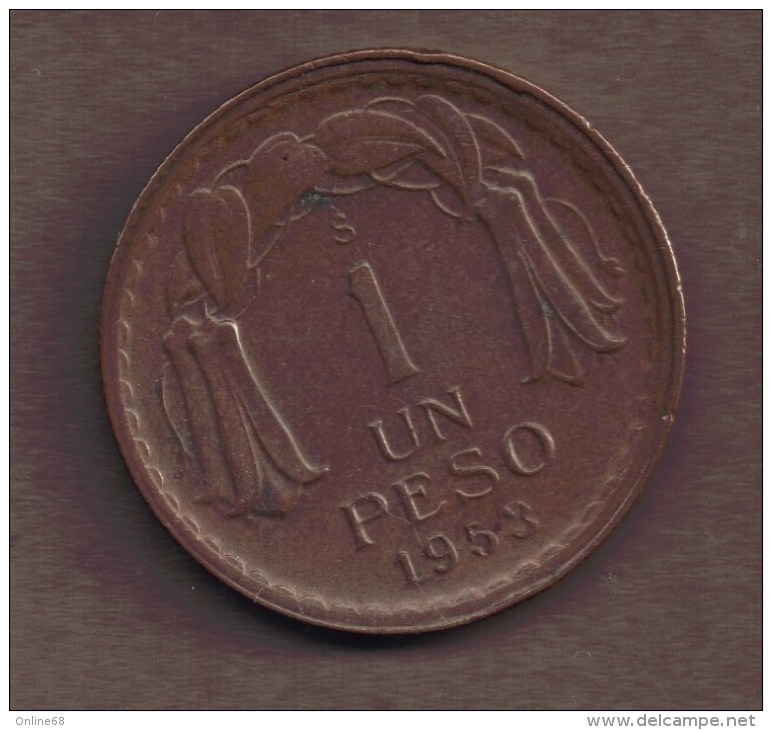 CHILE 1 Peso 1953  Short 5 O'Higgins - Cile