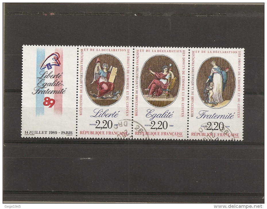France 1989 Oblitéré N° T2576  Tryptique Avec Vignette   " Bicentenaire Révolution " Avec N° 2573-2574-2575 - Usati