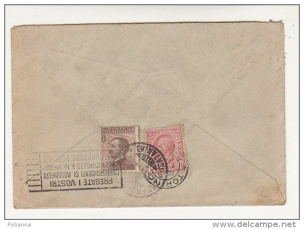 A2809 - 40 Cent. Michetti + 10 Cent. Leoni Su Lettera  VG  Zafferana Etnea-Torino 05/11/1923 - Marcofilía