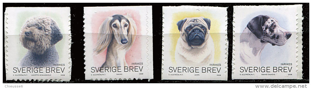 (cl 25 - P8) Suède**  N° 2600 à 2603 (ref. Michel Au Dos) - Chiens - - Neufs