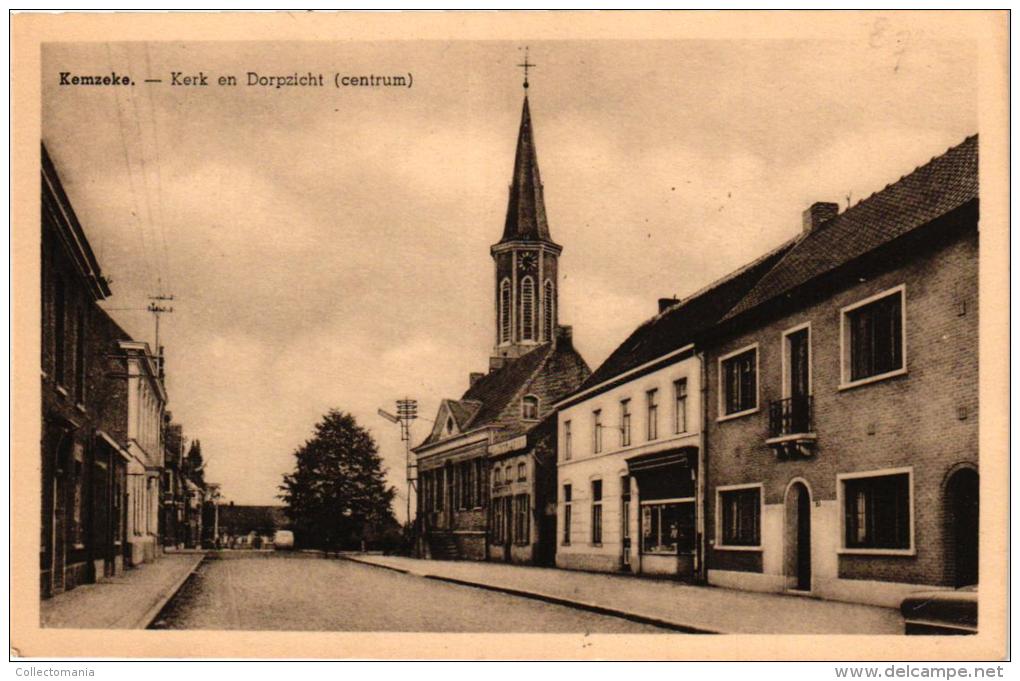 Kemzeke 6 CP  Pastorij  Statiestr Kerk  Dorpzicht  Panorama M Van Durme Wijn Handelaar - Autres & Non Classés