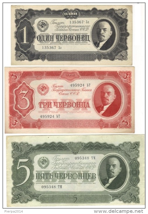 RUSSIA , 1 , 3 , 5  CHERVONETZ 1937 - Russia