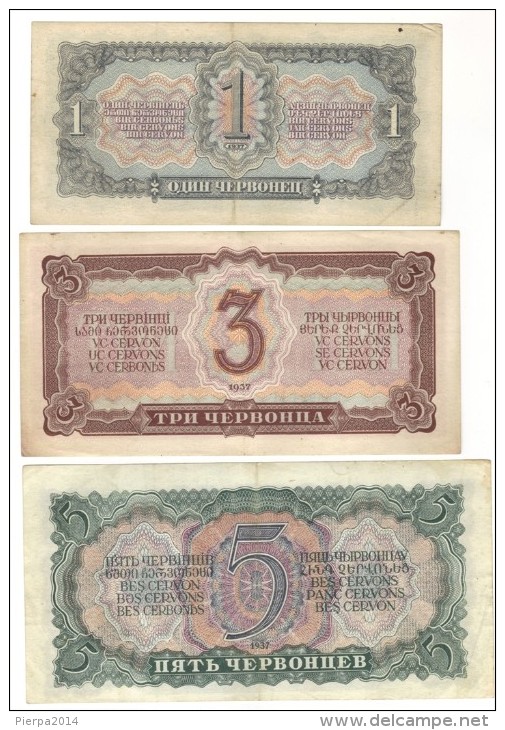 RUSSIA , 1 , 3 , 5  CHERVONETZ 1937 - Russia