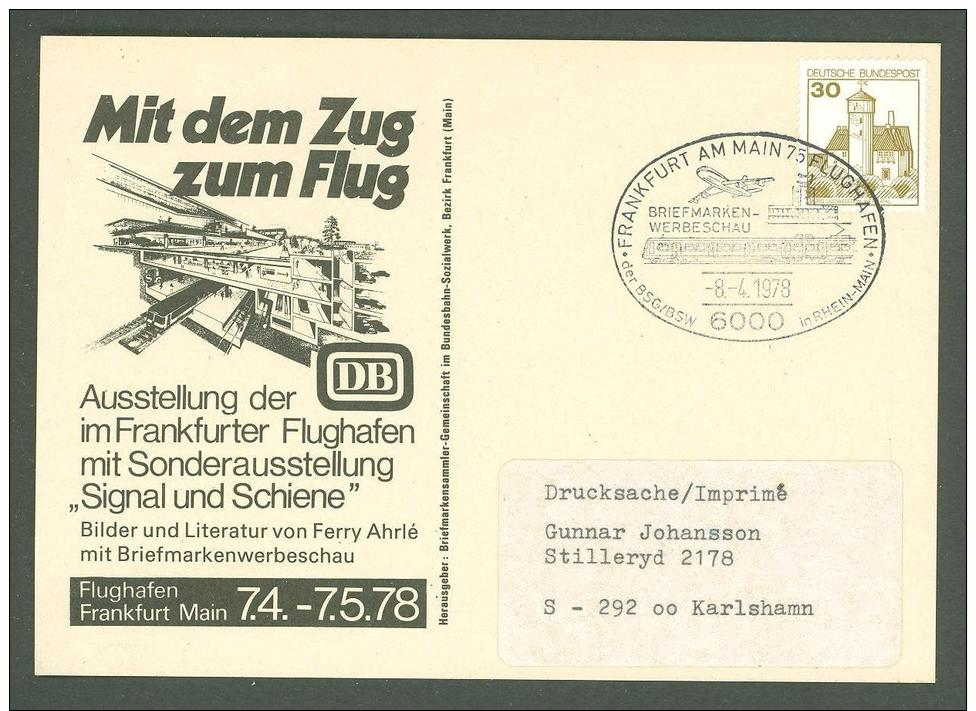 JAS H55 Germany Bund 1978 Postcard SC Transport Plane Railroad Train - Treni