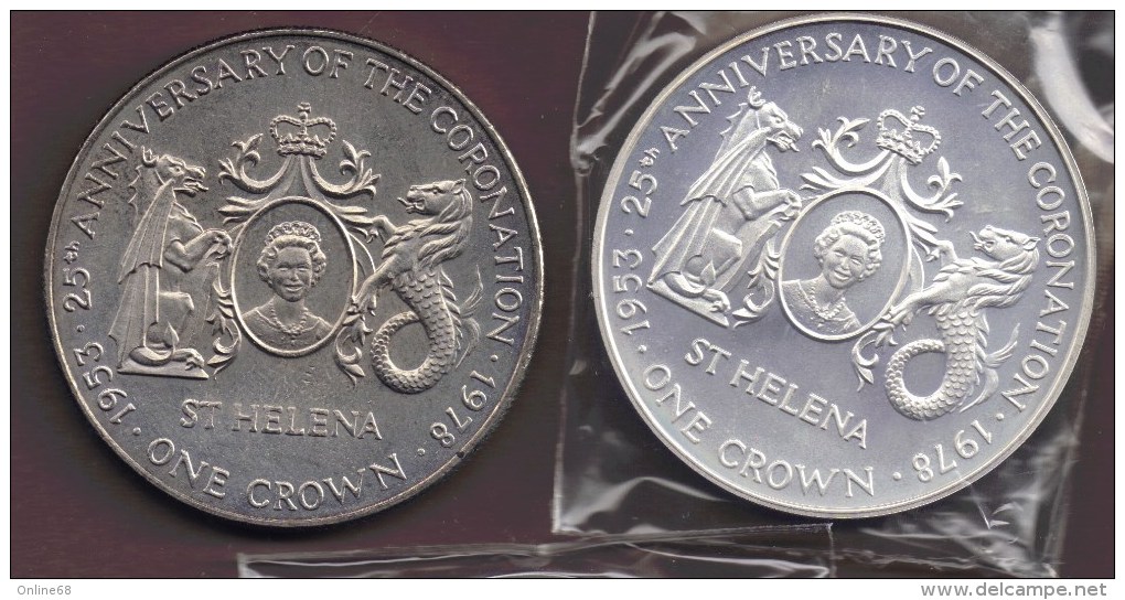 SAINT HELENA LOT 3 X 1 CROWN  1978 Coronation Jubilee  ARGENT SILVER NICKEL - Sainte-Hélène