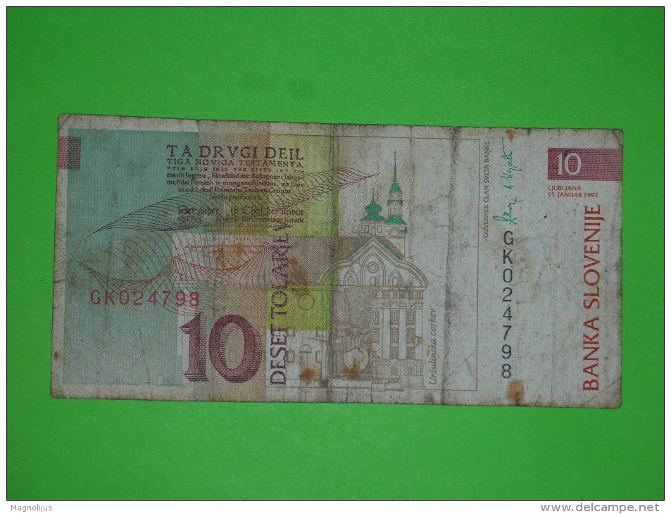 Slovenia,deset Tolarjev,10,banknote,paper Money,bill,geld - Slovénie