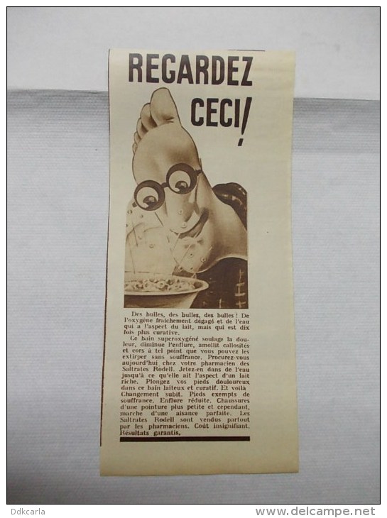 Reclame Uit 1936 - Saltrates Rodell - Pour Pieds - Advertising