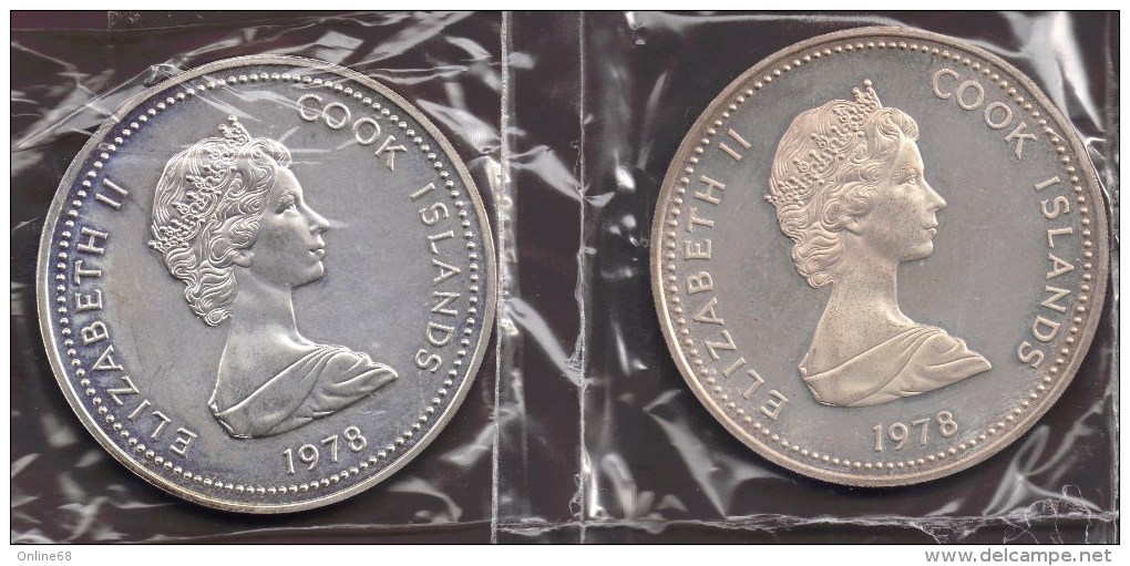 COOK ISLANDS LOT  2 X 10 DOLLARS 1978 Coronation Jubilee  ARGENT 	Silver 0.925 KM# 21 - Cookeilanden