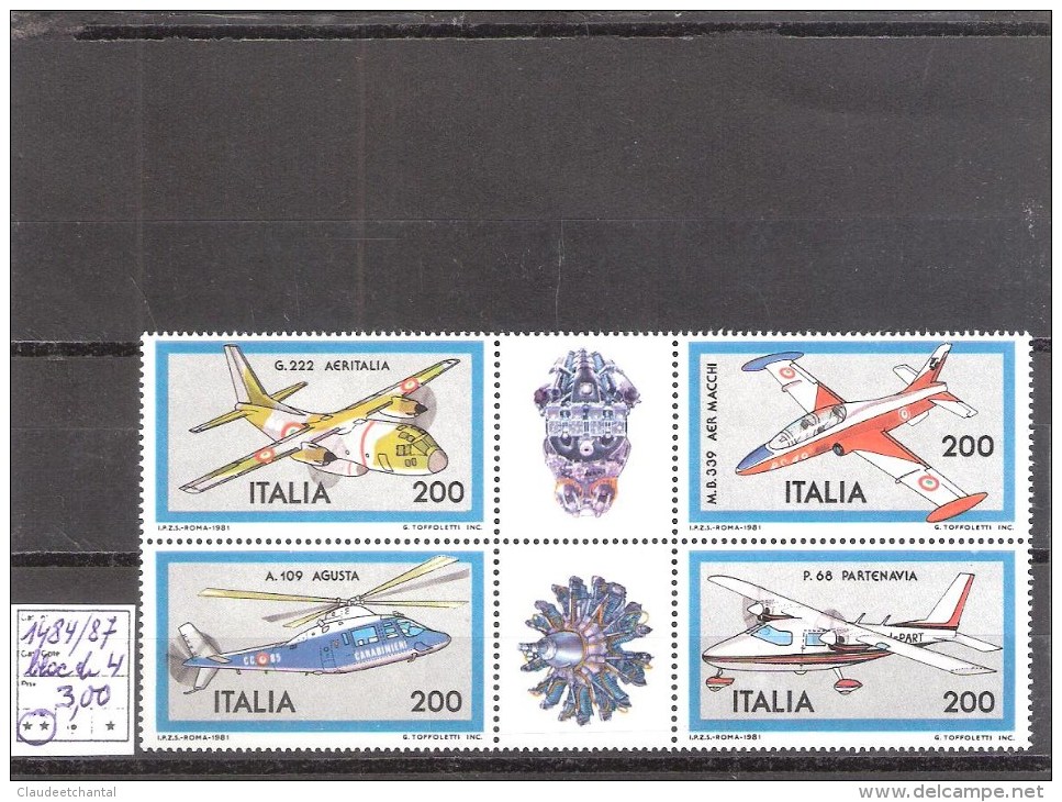 Italie : N°1484/87 ** En Bloc De 4  Fraîcheur Postale Cote Yvert : 3,00 € - 1981-90:  Nuovi