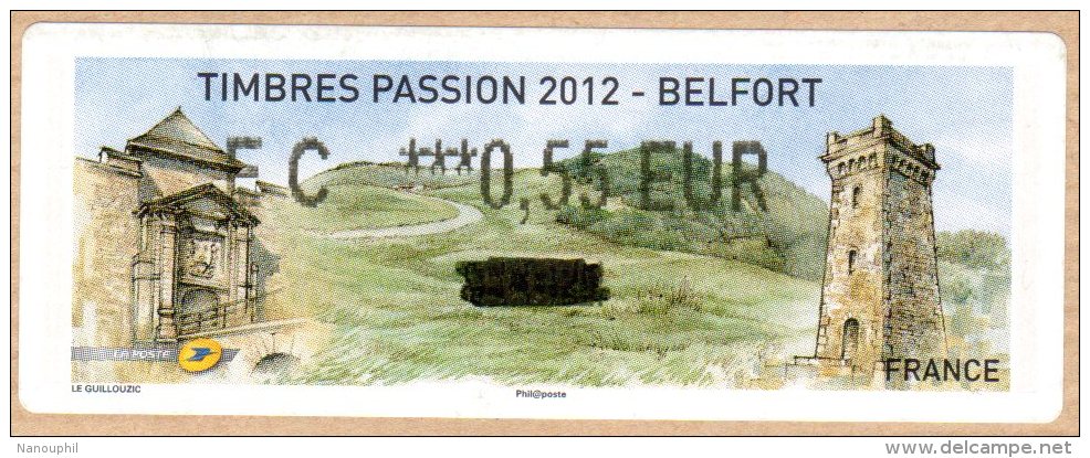 VIGNETTE LISA    " TIMBRES PASSION 2012 "  BELFORT    0.55 Euros  (sur Fragment) - 2010-... Vignettes Illustrées