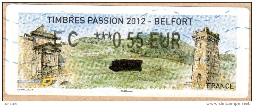 VIGNETTE LISA    " TIMBRES PASSION 2012 "  BELFORT    0.55 Euros  (sur Fragment) - 2010-... Abgebildete Automatenmarke